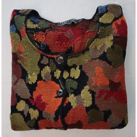 Peruvian Connection Sz XS Autumnal Art-to-Wear Amazing Pima Cardigan Sweater $32 - Picture 5 of 5